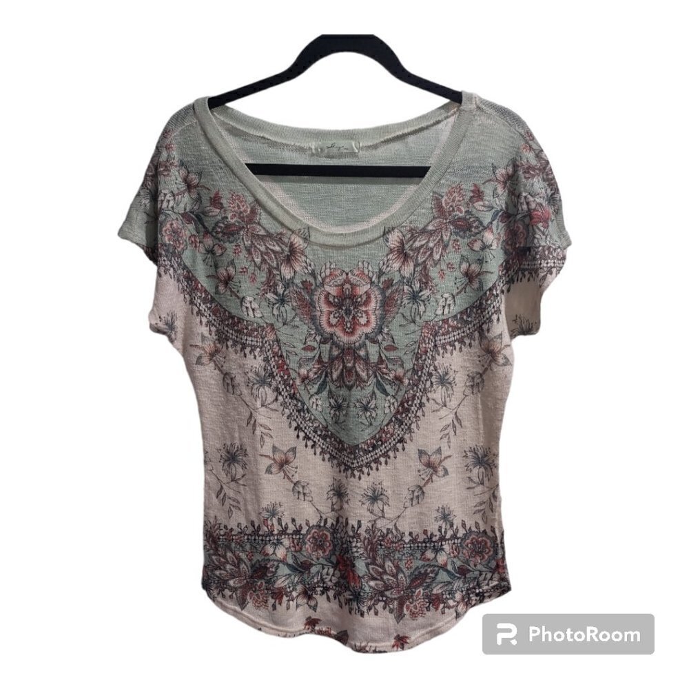 Lightweight short sleeve sweater, teal size medium